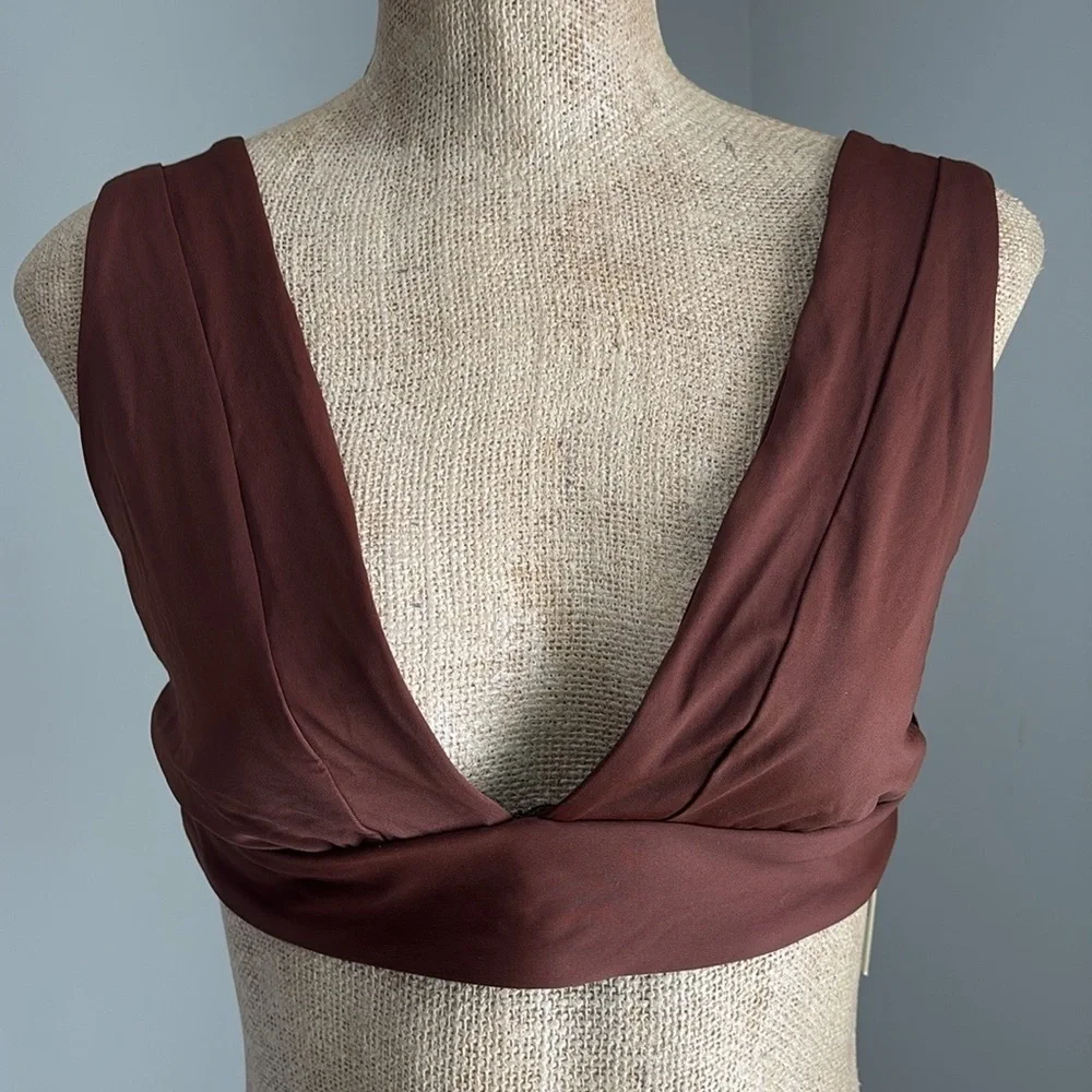 Vitamin A Magnolia V-Neck Bikini Top Size 12/D NWOT